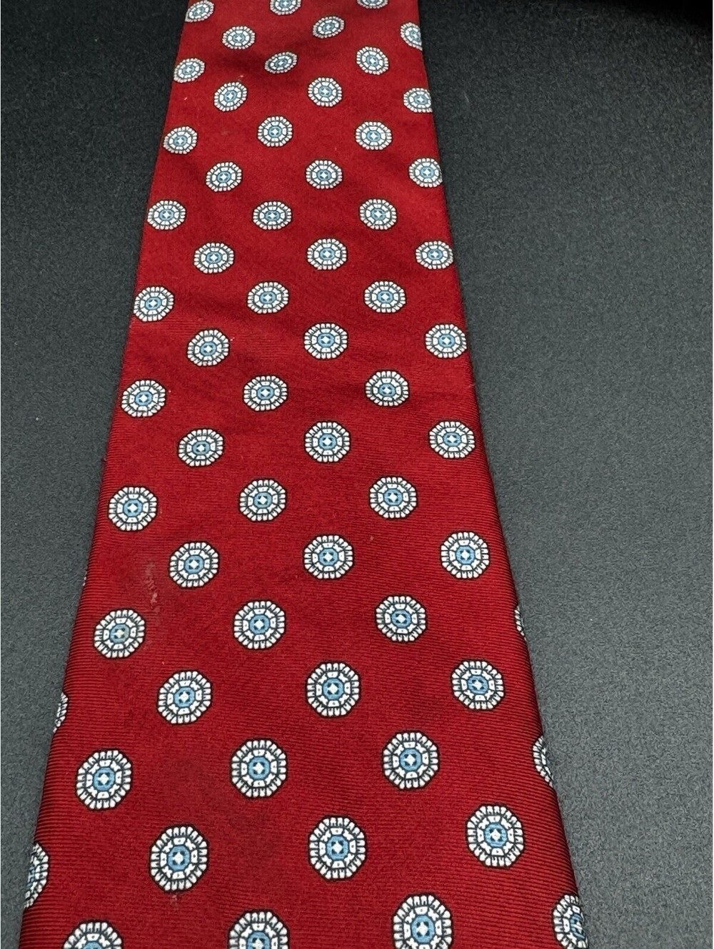 Vintage Christian Dior Monsieur Tie Red Medallion Geometric 57” x 3.5”